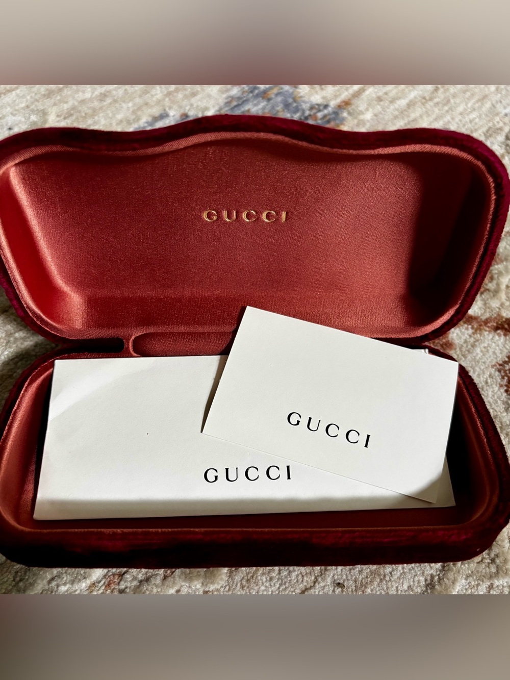 Gucci Red Velvet Hard Shell Sunglasses Case